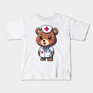 Cute Nurse Bear Kawaii Kids T-Shirt